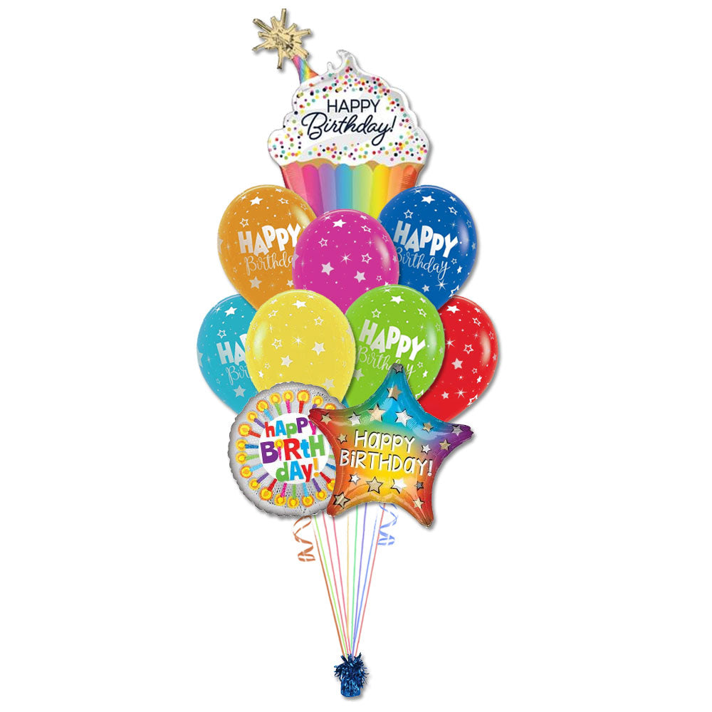 Bright and Colorful Birthday Cupcake Bouquet